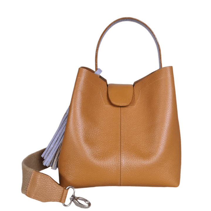 Bolso grande en cuero para mujer Camila color miel 2