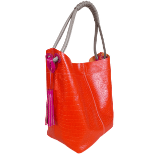 Bolso en cuero para mujer Elisa Reptil Naranja