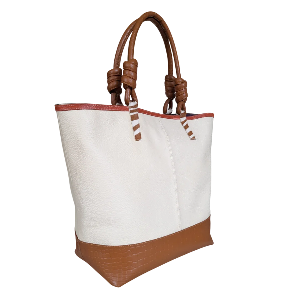 Bolso en cuero para mujer Luna color talco