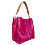 Bolso en  cuero para mujer Angelina Reptil fucsia