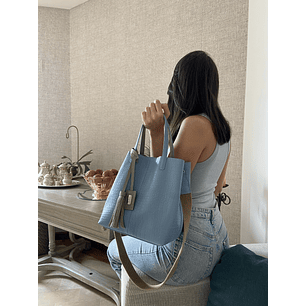 Bolso en  cuero para mujer Giulia Reptil azul celeste