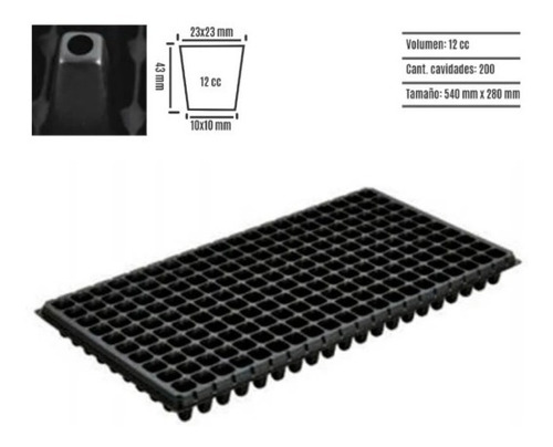 Pack 4 Bandejas Almacigueras de 200 Cavidades