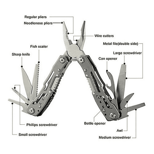 Alicate Camping Cortaplumas Con Herramientas Navaja 10 En 1
