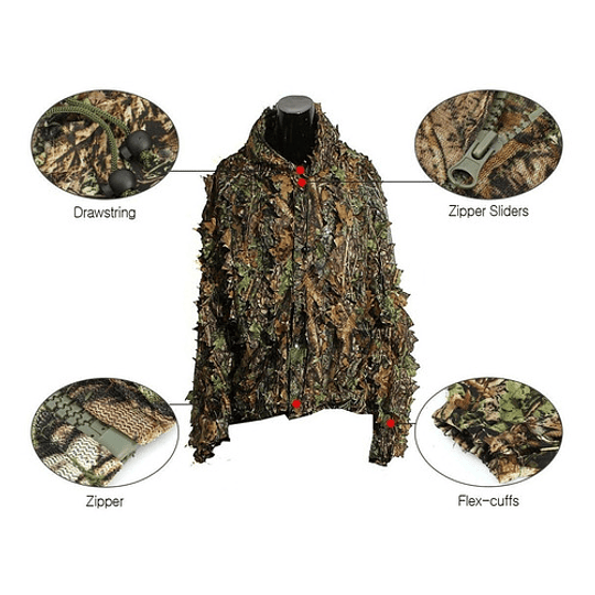 Traje Camuflaje Ghillie 3d Hojas Ropa Camuflaje Diseños Hoja