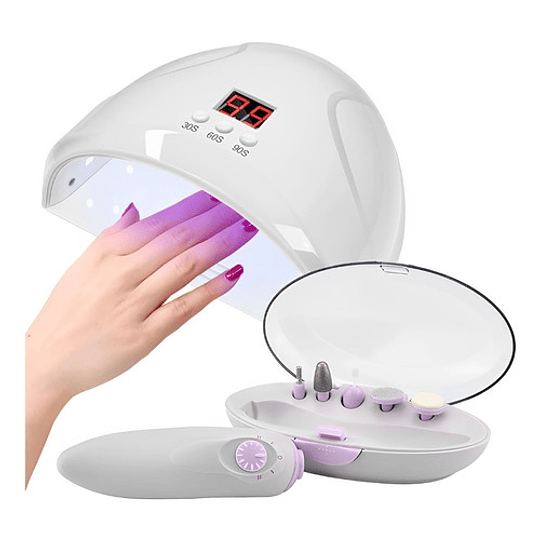 Lampara Led Secador De Uñas + Kit De Manicure Dremel 2 En 1