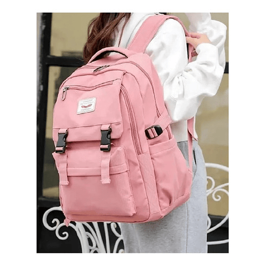 Mochila Bolso  Escolar Juvenil Imprmeable Gran Capacidad 40l Color Rosa