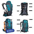 Mochila Camping 80+5 Trekking Senderismo Impermeable Barras Color Azul Marino