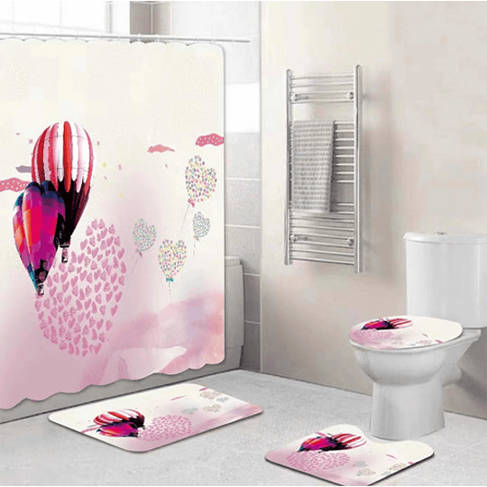 Juego De Baño Cortinas Set De Baño Alfombras Accesorios 