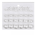 Set 24 Pares Aros Perla Topitos Blancos Y Nacar 8, 10 Y 12mm