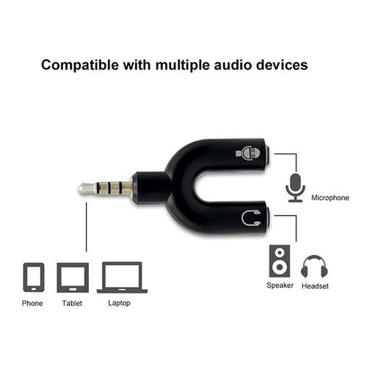 Adaptador Conector Divisor Audio Y Micrófono 4 Polos 3.5mm