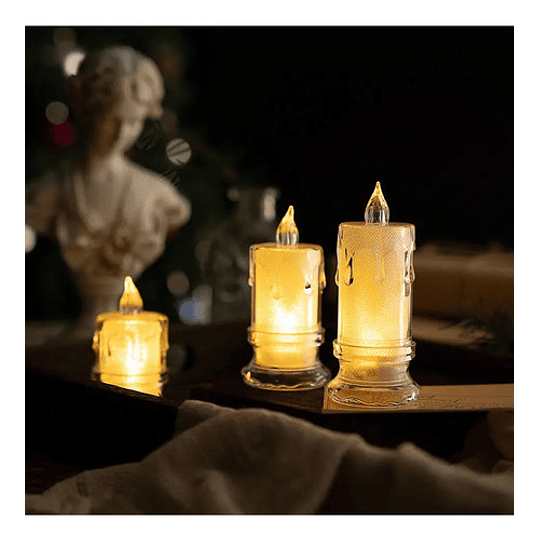 Pack De 24 Velas Led Con Efecto Llama Luz Cálida Hogar