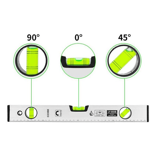 Nivel De 600mm 3 Niveles Regla Magnético De Mano Herramienta
