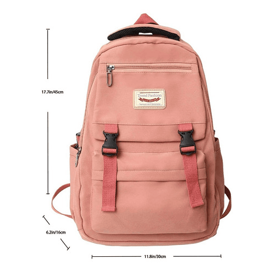 Mochila Bolso Escolar Juvenil Imprmeable Gran Capacidad 40l Color Coral Claro