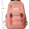 Mochila Bolso Escolar Juvenil Imprmeable Gran Capacidad 40l Color Coral Claro