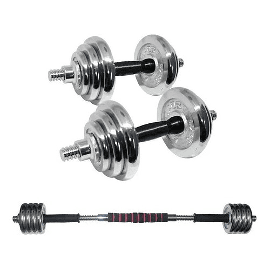 Set De Mancuernas 20kg Cromadas Ajustable Fitness