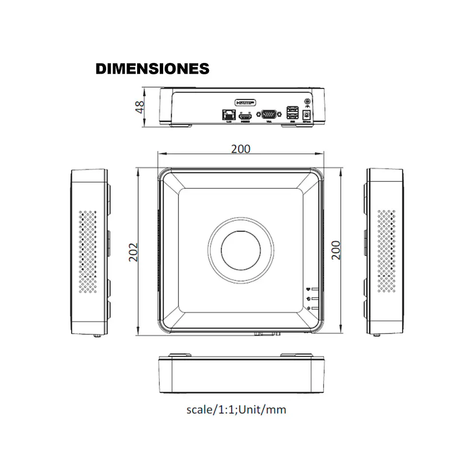 NVR 04 Canales Hikvision 1 Sata Hasta 4MP Salida HDMI/VGA 3