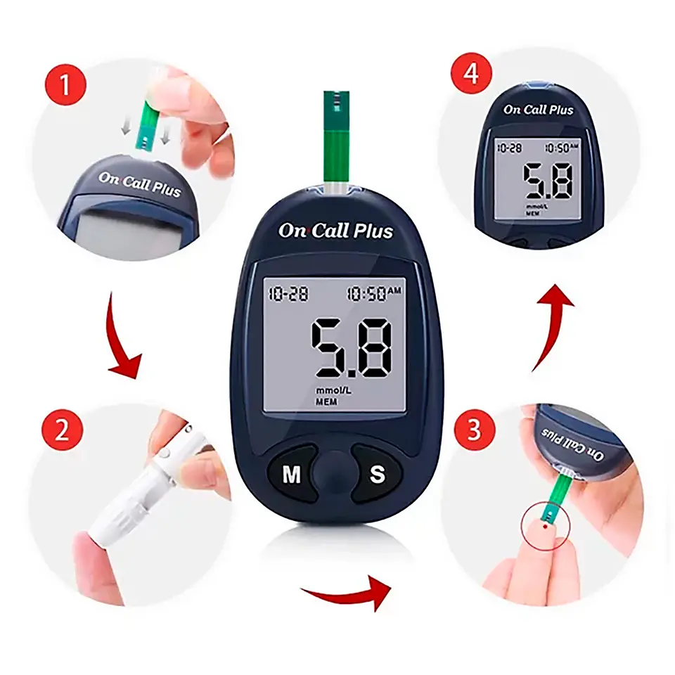 Glucómetro On Call Plus Monitoreo de Glucosa en Sangre 2