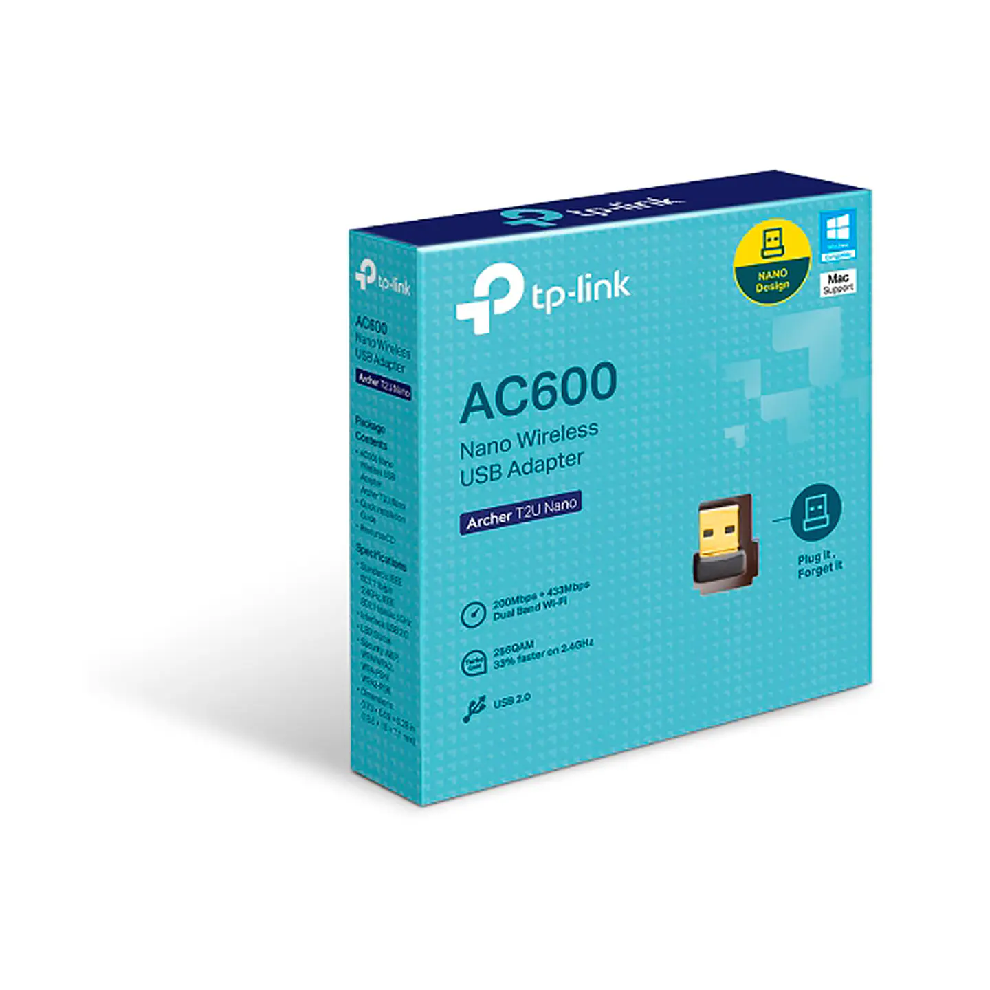 Nano Adaptador Tp-Link Archer-T2U Nano USB Doble Banda 2.4 y 5Ghz 200Mbps 4