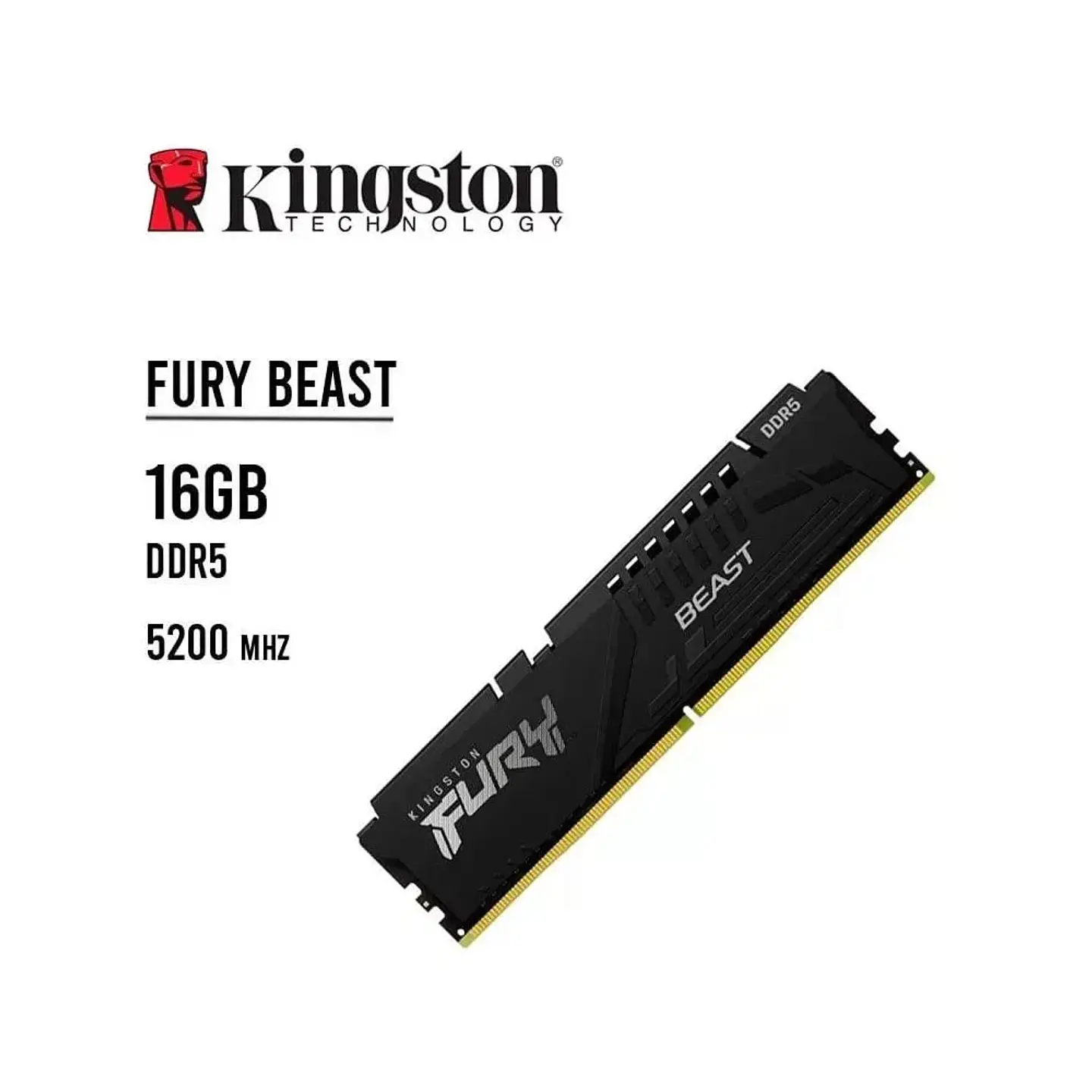 Memoria Kingston Fury Beast 16GB, DDR5-5200MHz, PC5-41600, CL40 3
