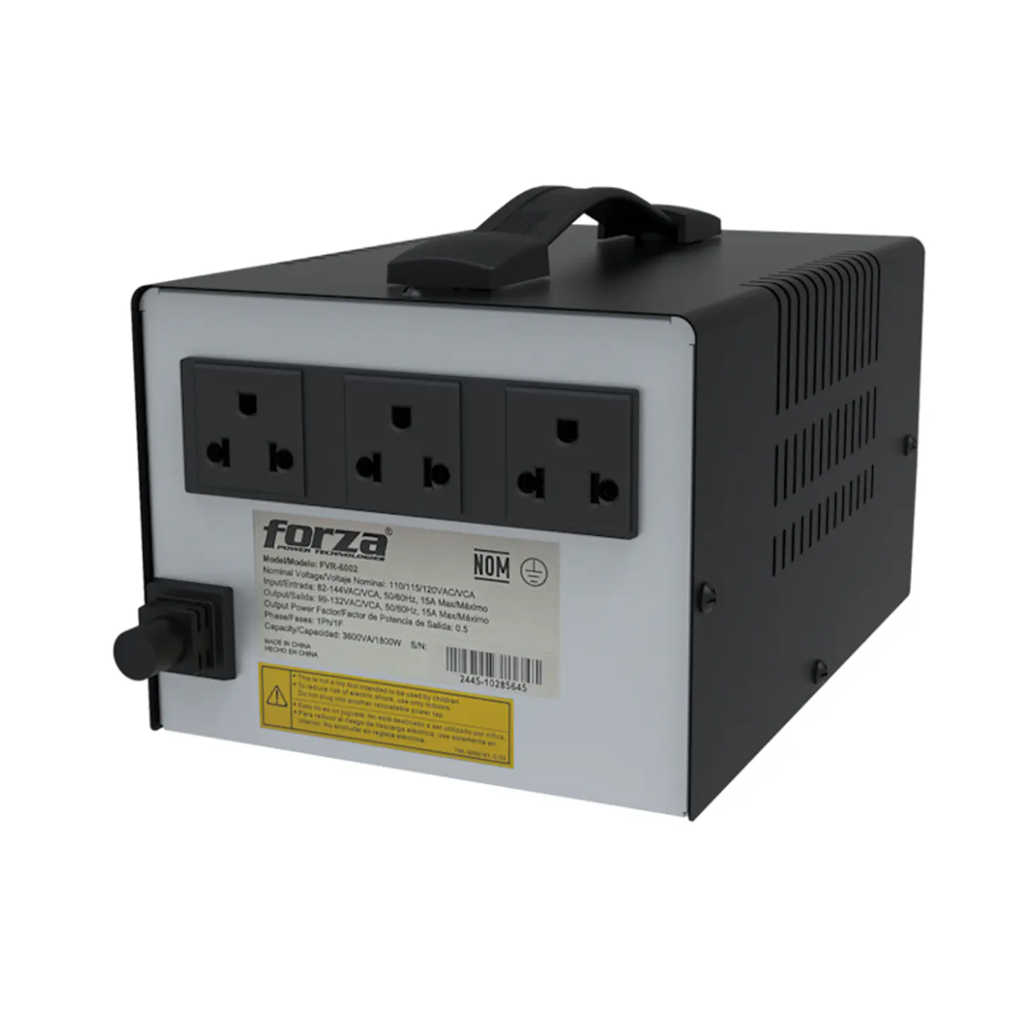 Estabilizador de Voltaje Forza FVR-6002, 6000VA/3000W, 3 tomas, Negro 4