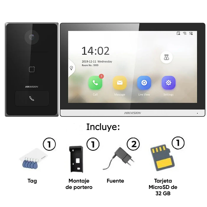 Kit Videoportero Hikvision DS-KIS608-P, Monitor 7