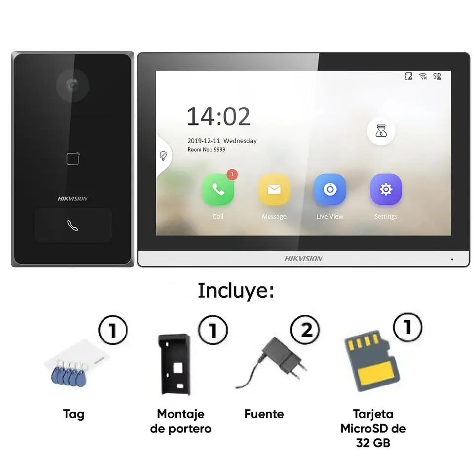 Kit Videoportero Hikvision DS-KIS608-P, Monitor 7