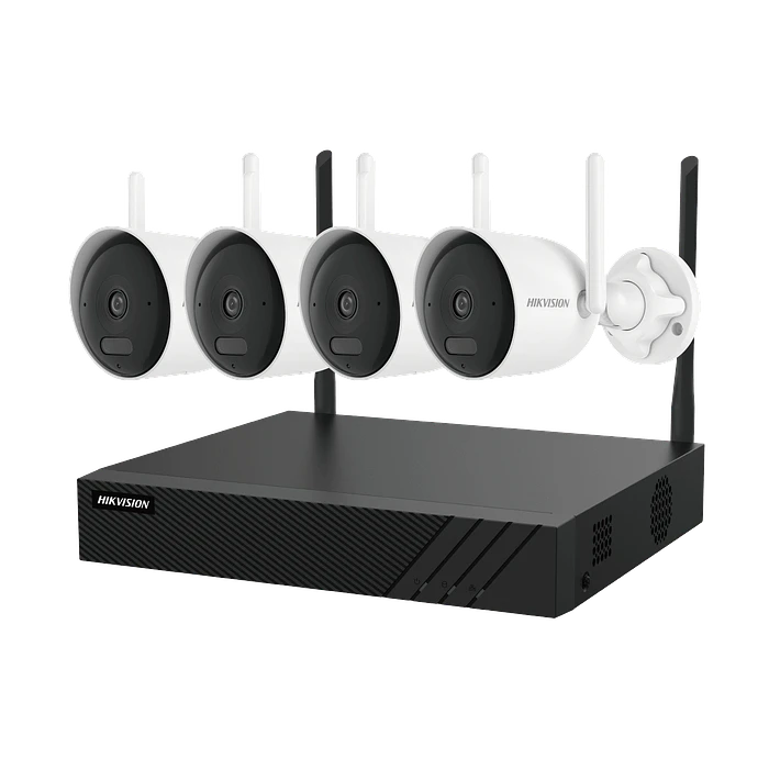 Kit Hikvision NK844WBH, NVR 8 Canales + 4 Cámaras Bullet 4MP EasyLink WiFi 6, Negro/Blanco 1