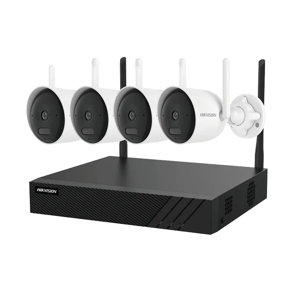 Kit Hikvision NK844WBH, NVR 8 Canales + 4 Cámaras Bullet 4MP EasyLink WiFi 6, Negro/Blanco 1