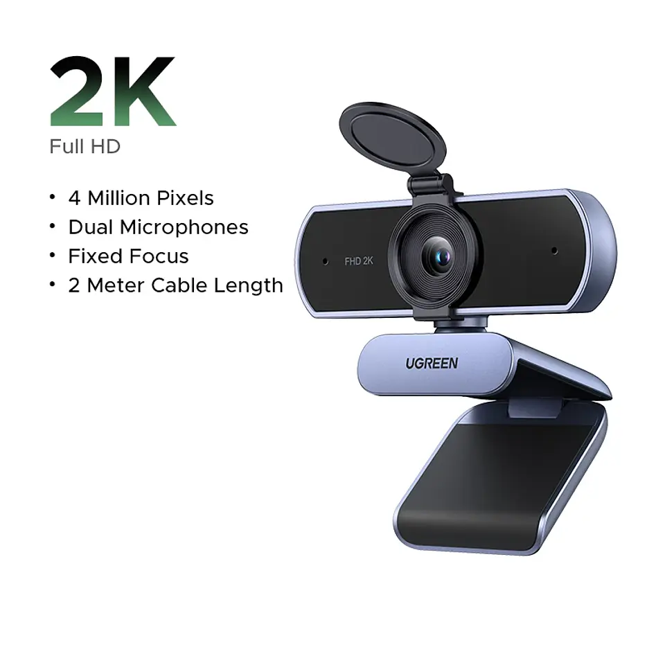 Cámara web UGREEN 2K con micrófono, cámara USB Full HD, campo de visión ajustable y corrección automática de luz 7