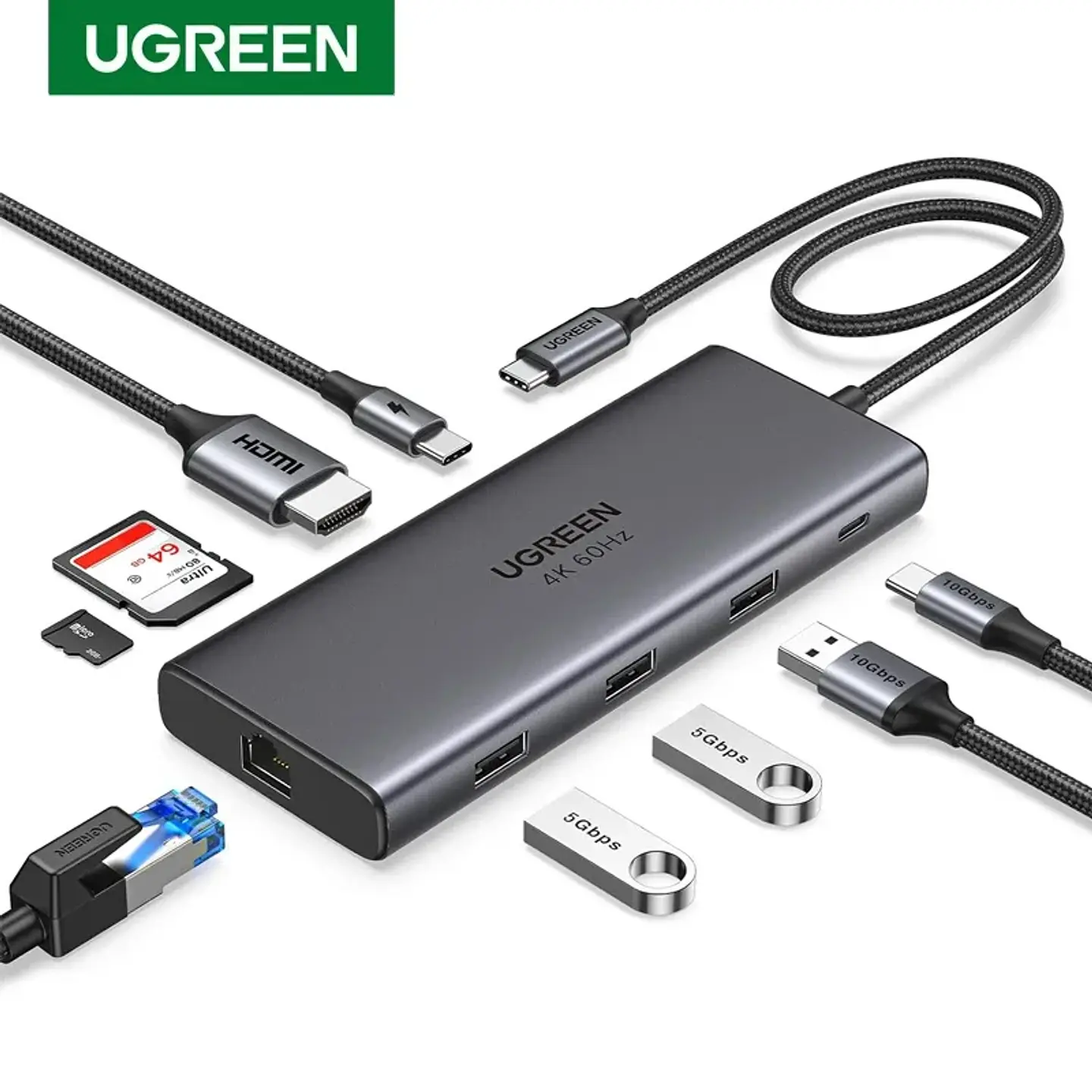 UGREEN Revodok Pro 109 USB C Hub 9 in 1 Docking Station10Gbps USB C 3.2 HDMI 100W Power Delivery SD/TF for Computer 1