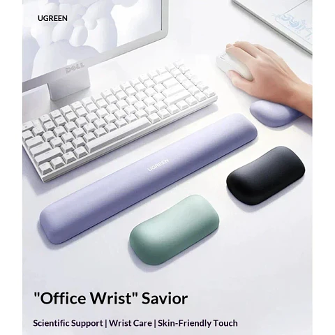 UGREEN Keyboard Wrist Rest Memory Foam Ergonomic Palm Support Non Slip Pu Base Lycra Fabric For Mechanical Keyboard Office Desk