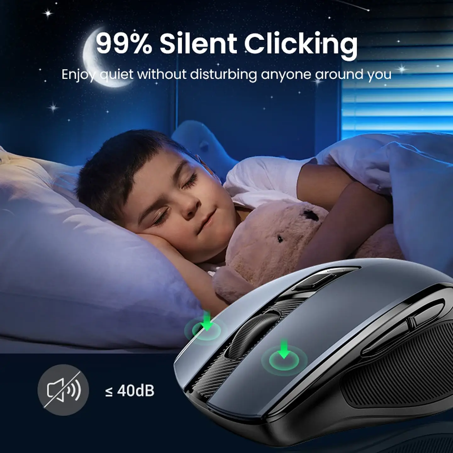 UGREEN Wireless Mouse Bluetooth5.0 Mouse Ergonomic 4000DPI 6 Mute Buttons Mouse For MacBook Tablet Laptops Computer PC 2.4G Mice 5