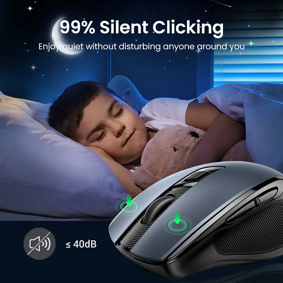 UGREEN Wireless Mouse Bluetooth5.0 Mouse Ergonomic 4000DPI 6 Mute Buttons Mouse For MacBook Tablet Laptops Computer PC 2.4G Mice 5
