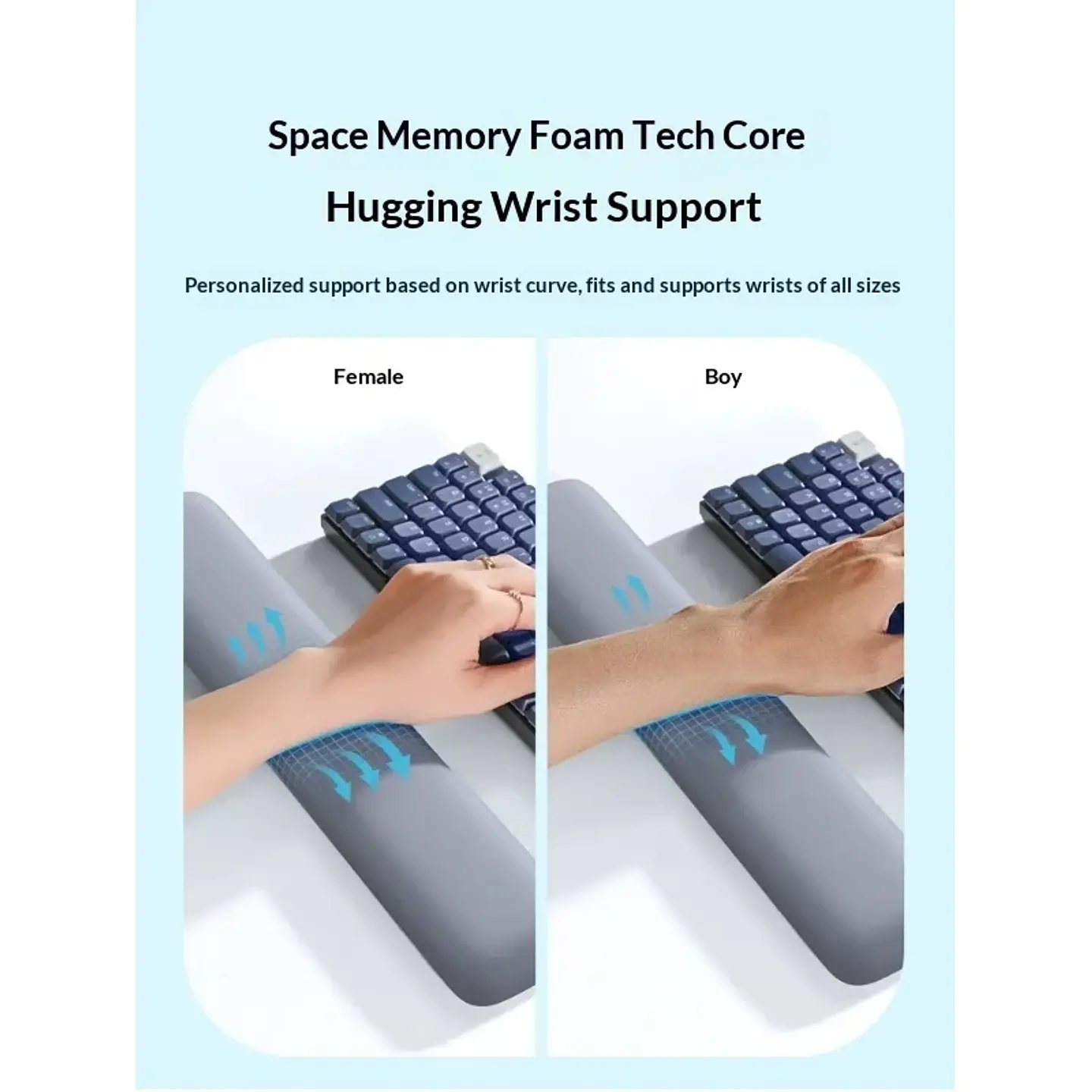 UGREEN Keyboard Wrist Rest Memory Foam Ergonomic Palm Support Non Slip Pu Base Lycra Fabric For Mechanical Keyboard Office Desk 5