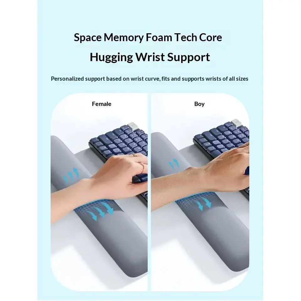 UGREEN Keyboard Wrist Rest Memory Foam Ergonomic Palm Support Non Slip Pu Base Lycra Fabric For Mechanical Keyboard Office Desk 5