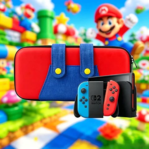Estuche rígido para Nintendo Switch 2 con 12 ranuras para juegos, diseño Mario y Splatoon