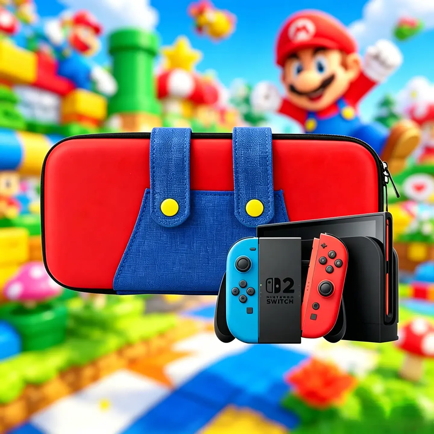 Estuche rígido para Nintendo Switch 2 con 12 ranuras para juegos, diseño Mario y Splatoon 1