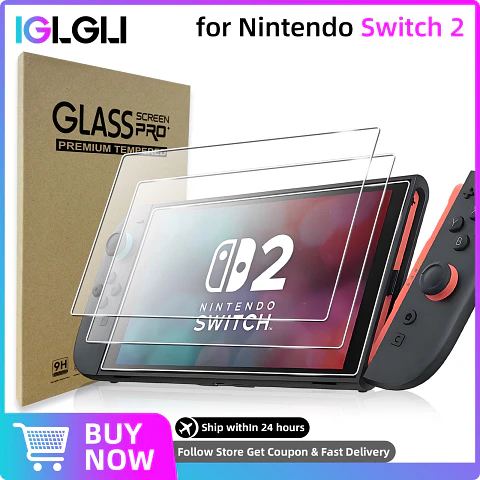 Protector de pantalla de vidrio templado 9H para Nintendo Switch 2, alta definición antirayones