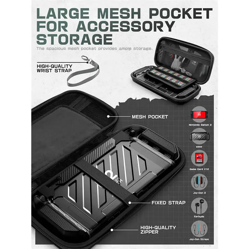 Estuche rígido de viaje para Nintendo Switch 2 2025, protector portátil para consola y accesorios 3
