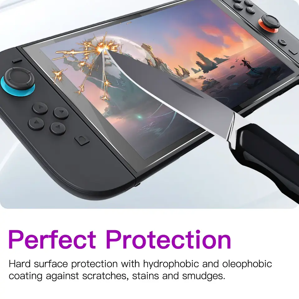 Protector de pantalla de vidrio templado 9H para Nintendo Switch 2, alta definición antirayones 3
