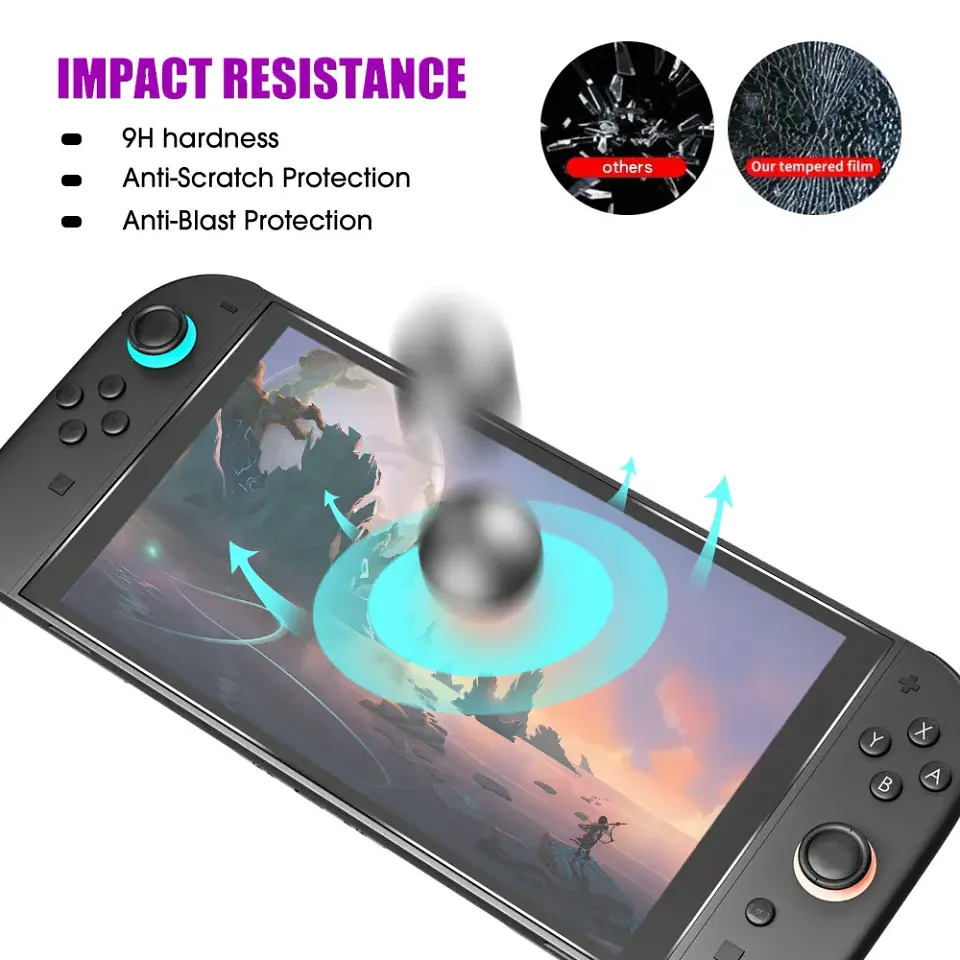 Protector de pantalla de vidrio templado 9H para Nintendo Switch 2, alta definición antirayones 4