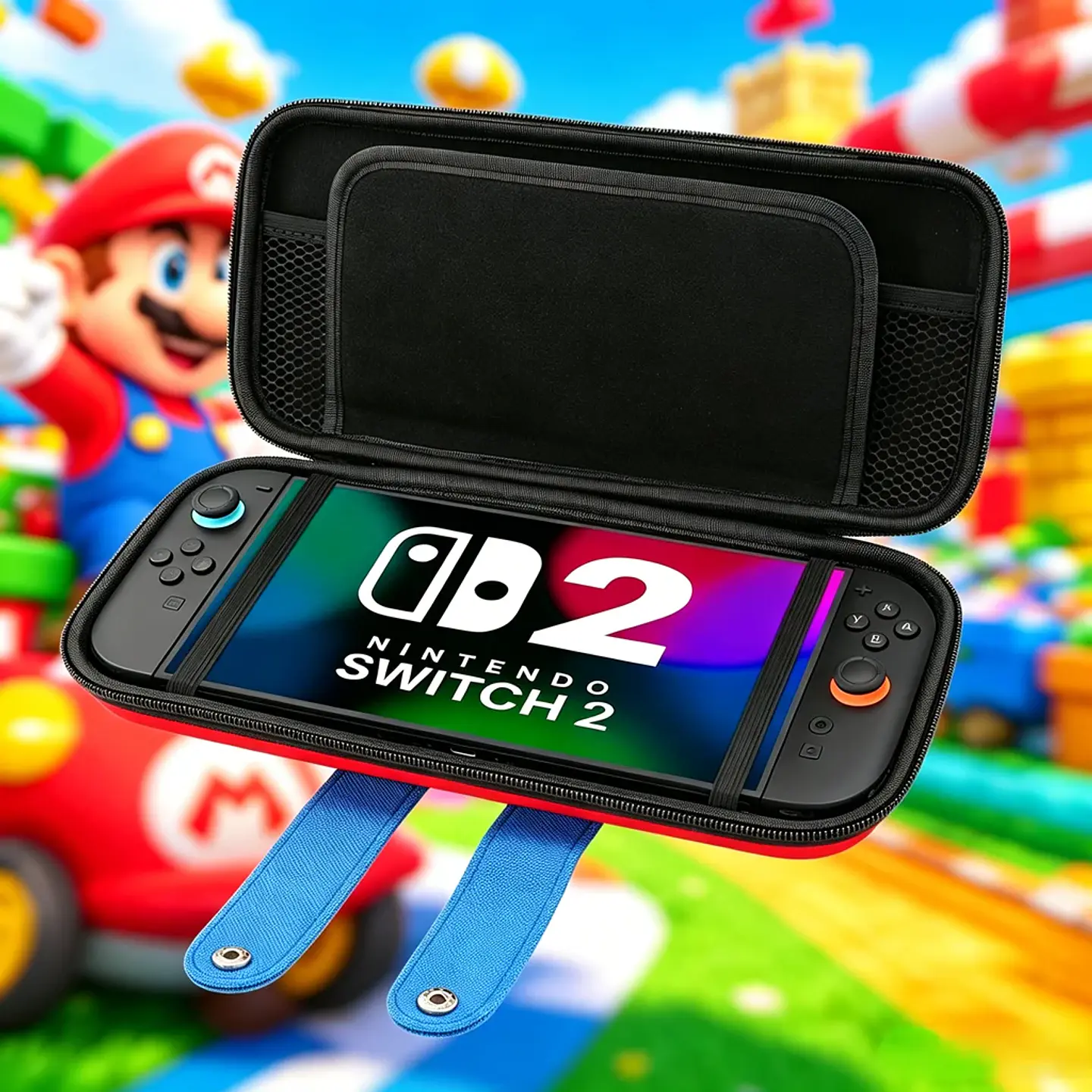Estuche rígido para Nintendo Switch 2 con 12 ranuras para juegos, diseño Mario y Splatoon 5