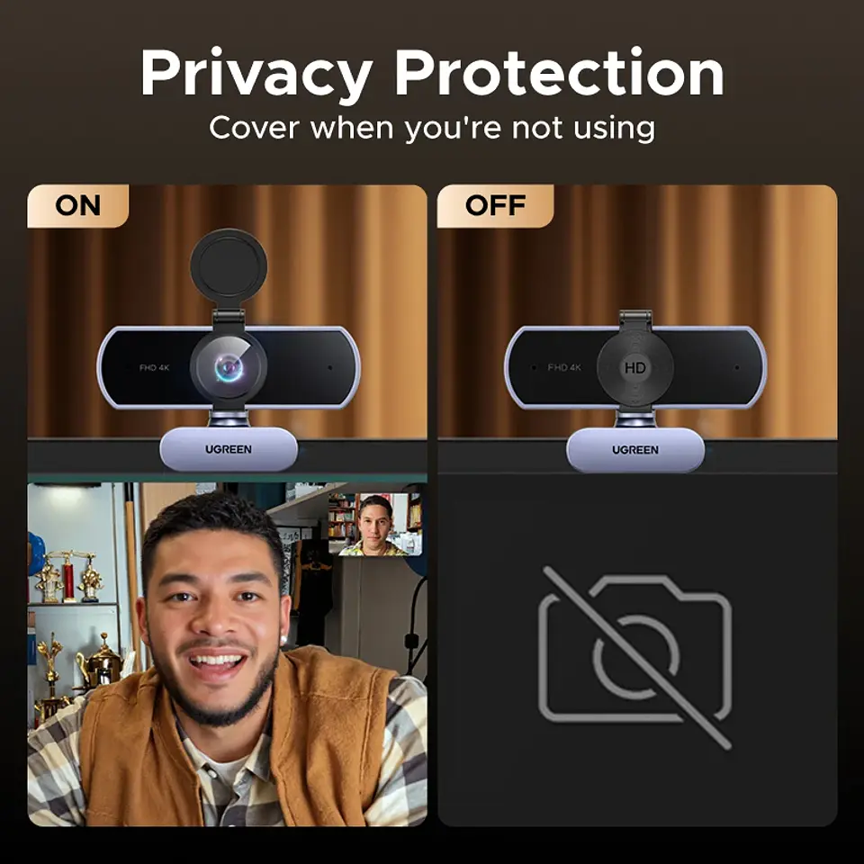 Cámara web UGREEN 4K/1080p de 8 MP para PC, enfoque automático PDAF y dos micrófonos con cancelación de ruido 6