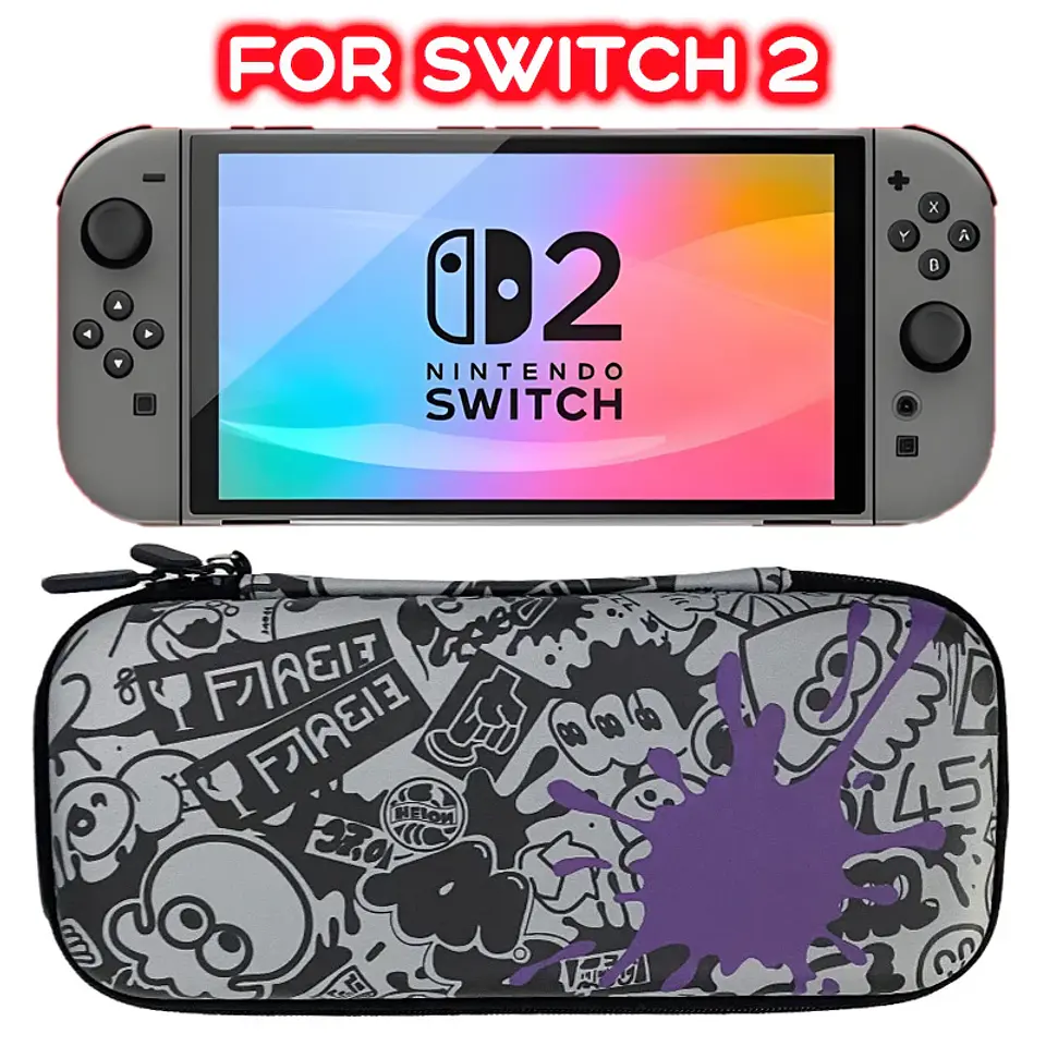 Estuche rígido para Nintendo Switch 2 con 12 ranuras para juegos, diseño Mario y Splatoon 12