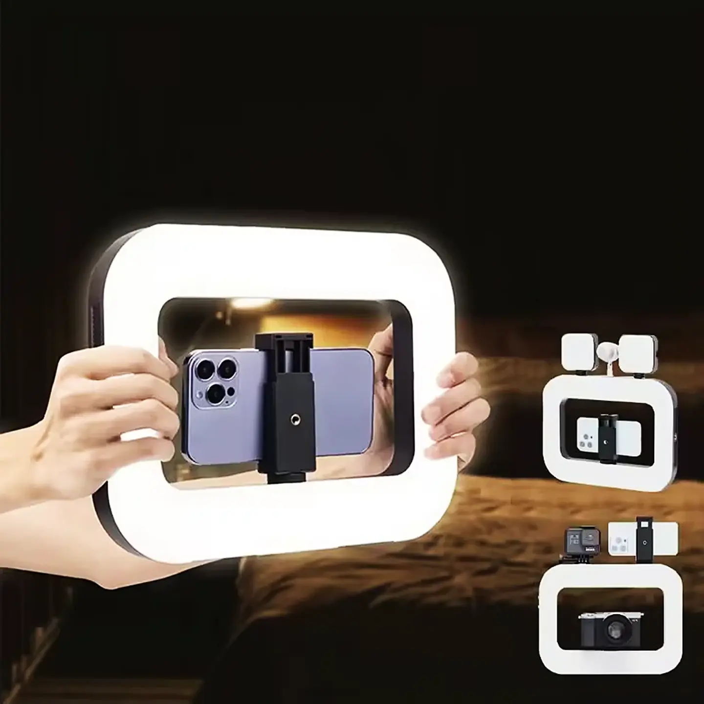 Aro de luz LED portátil recargable para celular, transmisiones en vivo, fotografía y selfies 1