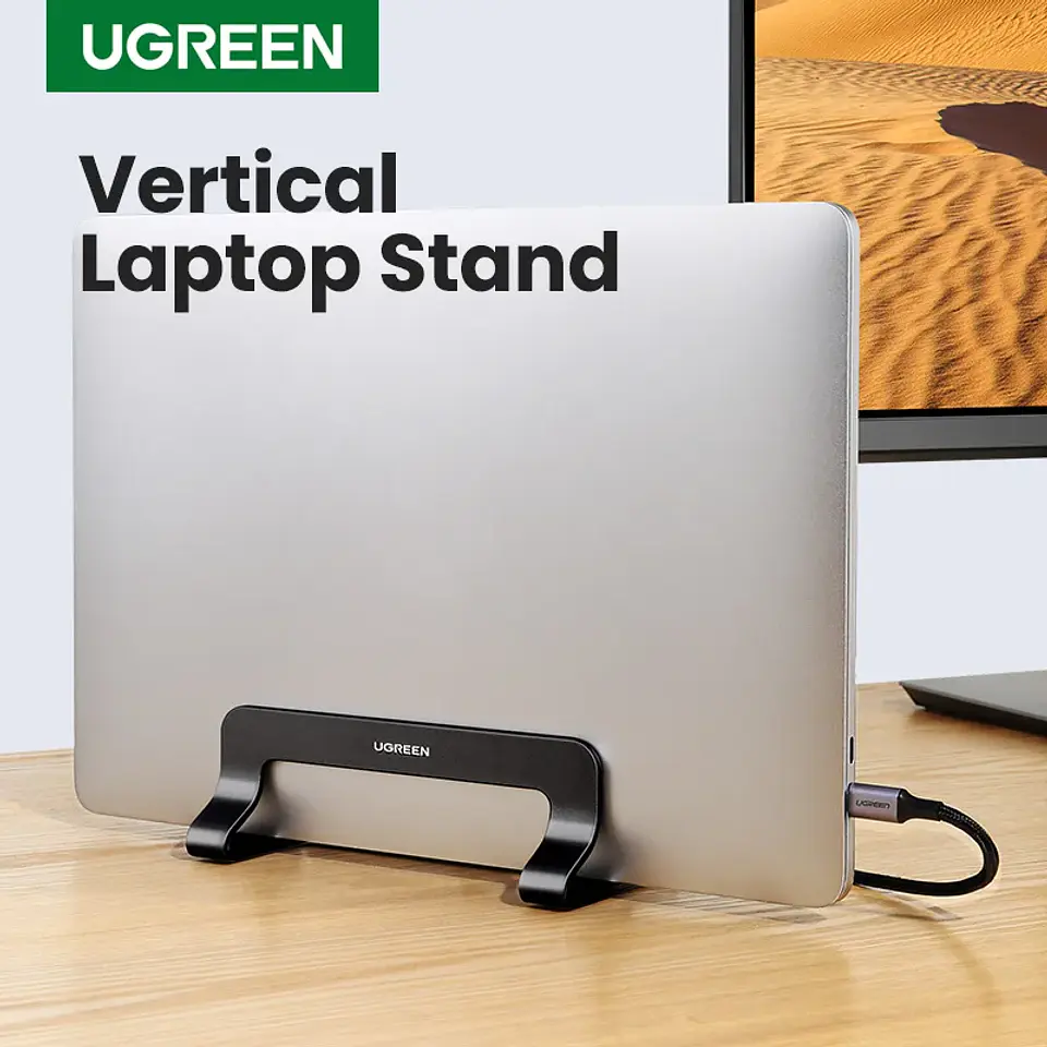 Soporte vertical UGREEN de aluminio para laptop, compatible con MacBook Pro, MacBook Air, tablet y teléfono 1