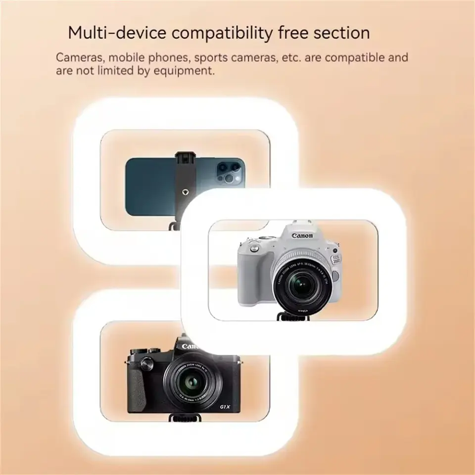 Aro de luz LED portátil recargable para celular, transmisiones en vivo, fotografía y selfies 3
