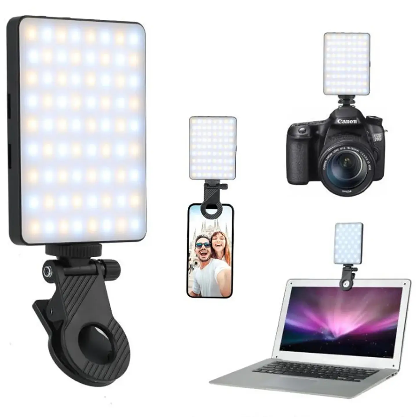 Luz LED RGB portátil recargable para celular, cámara y selfies, 2000 mAh, 3 modos, 2700–6500 K 1
