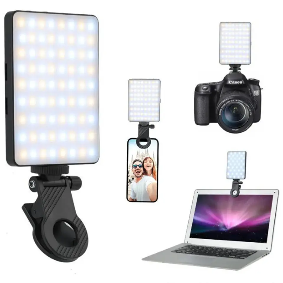 Luz LED RGB portátil recargable para celular, cámara y selfies, 2000 mAh, 3 modos, 2700–6500 K 1