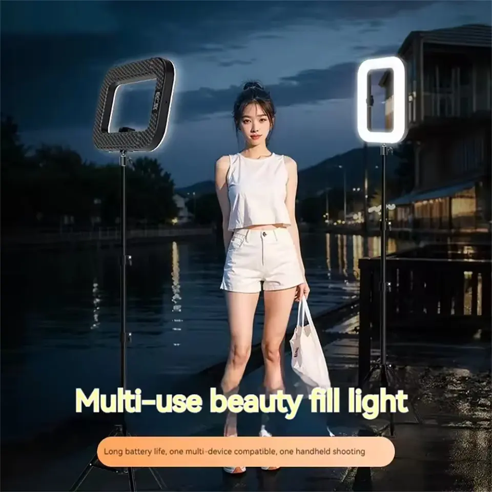 Aro de luz LED portátil recargable para celular, transmisiones en vivo, fotografía y selfies 5